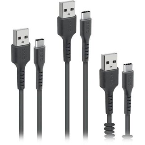 SBS TEKITUSBC3IN1K câble USB USB 2.0 2 m USB A USB C Noir