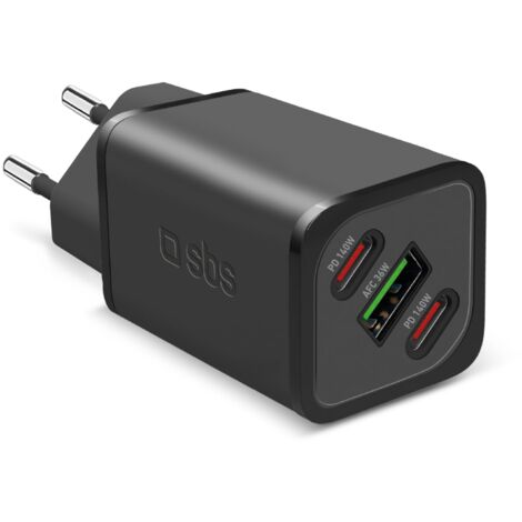 SBS TETRGANUSB2CPD140W Caricabatterie per dispositivi mobili Universale Nero AC Ricarica rapida Interno
