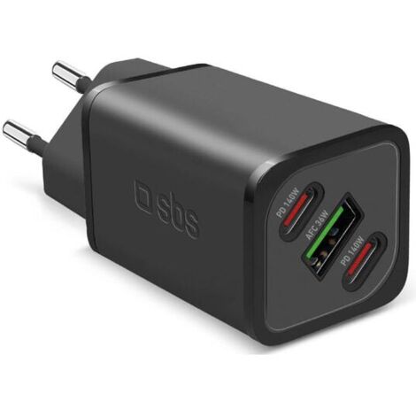 SBS TETRGANUSB2CPD140W chargeur d'appareils mobiles Universel Noir Secteur Charge rapide Intérieure