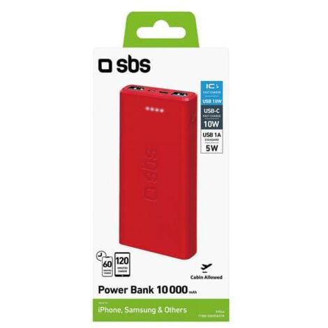 SBS TTBB10000FASTR Powerbank Lithium Polymer (LiPo) 10000 mAh Rot
