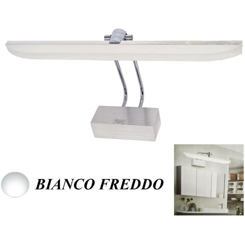 Applique lampada parete muro specchio bagno led luce bianco freddo satinato 10W