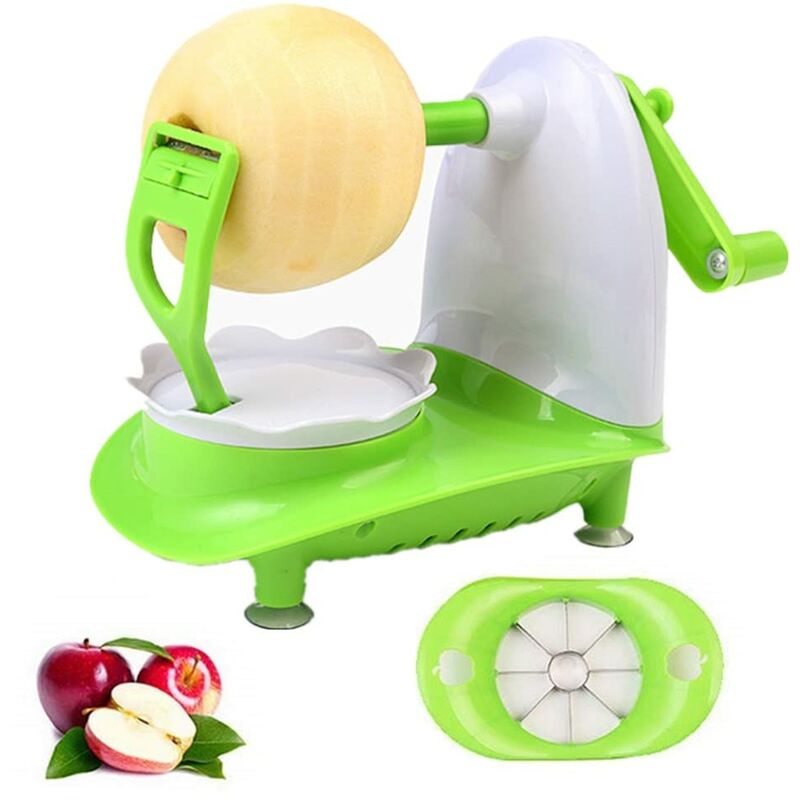 Sbucciatore per mele a ventosa e affettatrice per