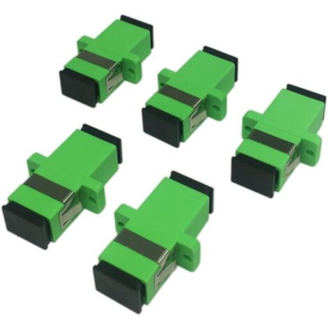 SC Single-Mode Fiber Optic Adapter SC Female to SC Female APC Simplex Single-Mode Fiber Optic Coupler Network Coupler Mounting Connector Adapter (Green) Pack of 5