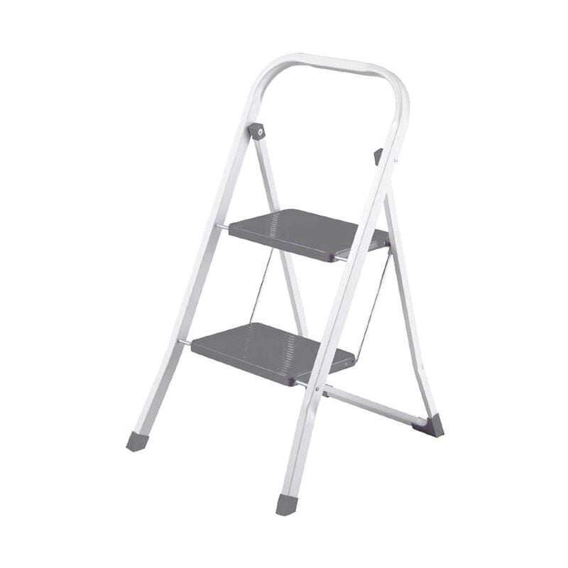 Perel Échelle pliante, 2 marches, escabeau avec une grande poignée, pieds antidérapants et profil antidérapant sur les deux marches, acier laqué,
