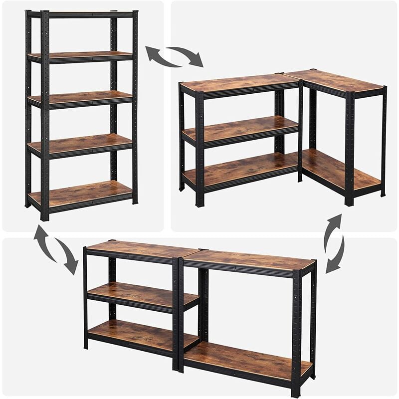 capacit/à di Carico di 650 kg Ripiani Regolabili Cucina Scaffale Industriale 150 x 75 x 30 cm SONGMICS Scaffalatura 130 kg per Ogni Ripiano Marrone Vintage e Nero GLR030B01 per Soggiorno