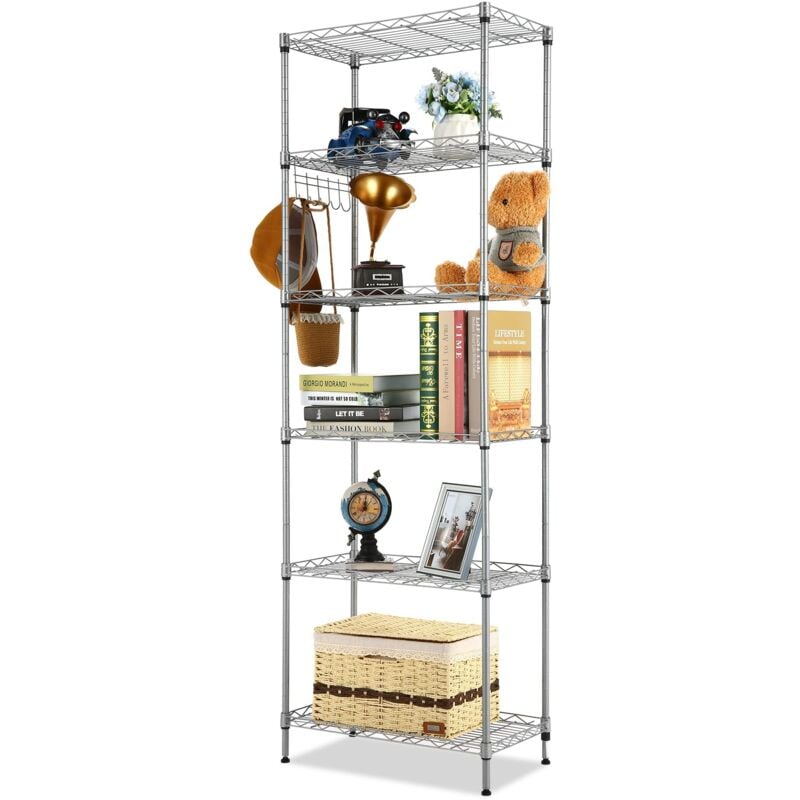 Image of Himimi - Scaffalatura a 6 Ripiani, Ripiano in Metallo, Scaffale metallica per soggiorno, camera da letto, bagno, garage, carico maxi 220 libbre, 160x