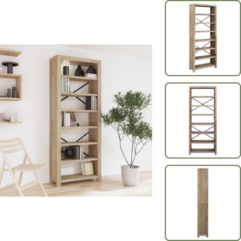 Scaffalatura con 7 ripiani - vidaXL Libreria a 7 Ripiani 80x30x200 cm in Legno Massello di Acacia - Libreria per libri