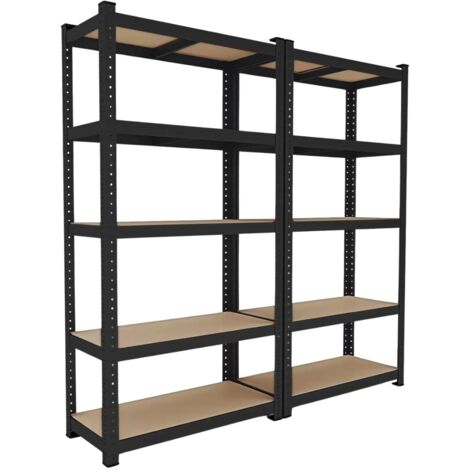Scaffalatura in metallo Set di 2 scaffali componibili 40x90x180cm di colore nero