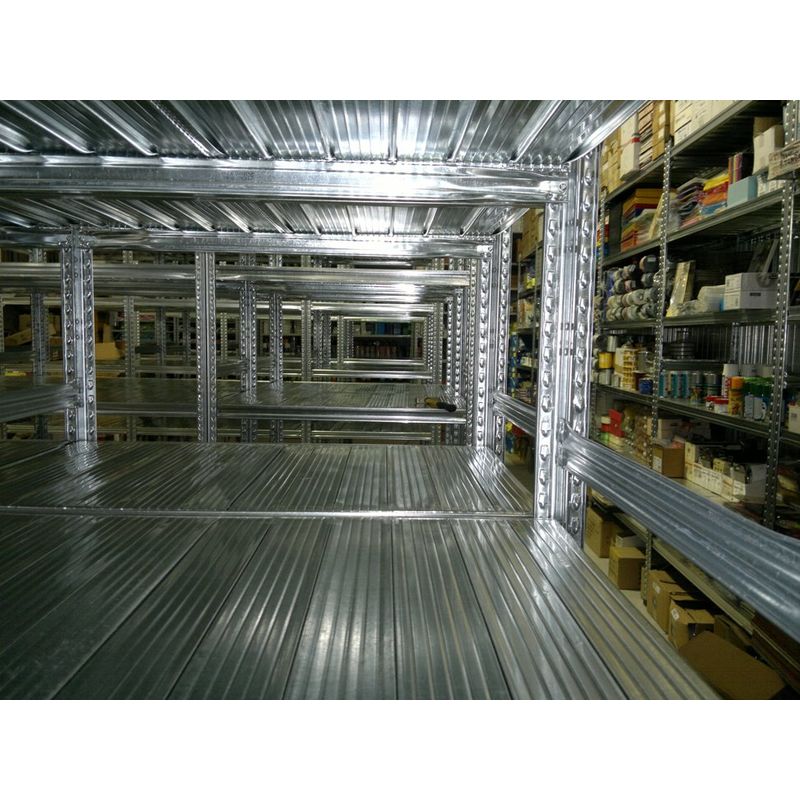 Italfrom © - Scaffalatura industriale a ripiani lunghezza 12 metri , altezza 2,50 mt, profondità 40 cm con 4 ripiani in altezza