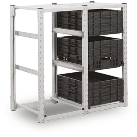 Scaffalatura per contenitori Europa - Elemento successivo - Contenitori 400x300 mm - Utilizzabile solo con un modulo iniziale - RAYBACS/1040/S