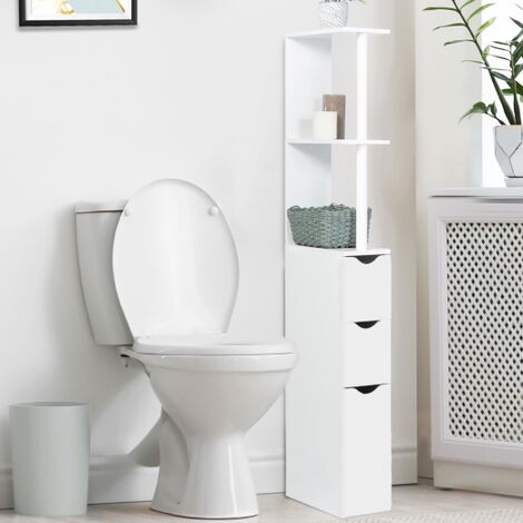 Scaffalatura per toilette in legno bianco con 3 ante bianche WILLY