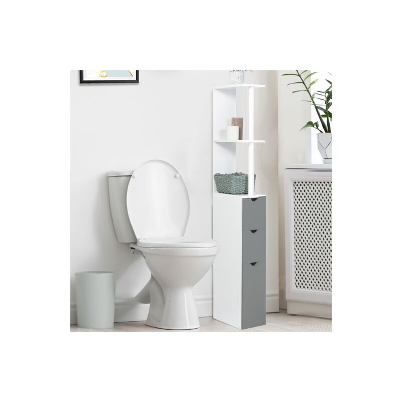 Idmarket - Scaffalatura per toilette willy a 3 ante bianco e grigio