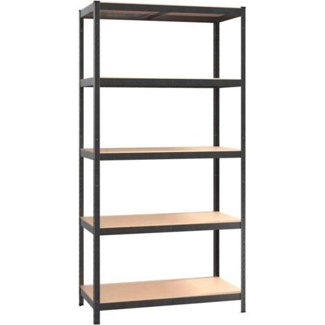 Scaffalatura robusta in acciaio e legno ingegnerizzato a 5 ripiani grigia 020045715