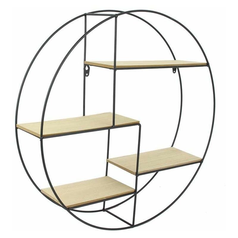 The Home Deco Factory - Scaffale industriale rotondo in legno e metallo 50 cm