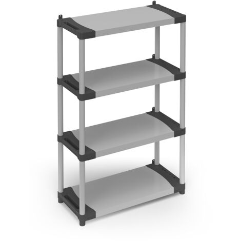 Scaffale 4 Ripiani 80x40x165 cm in Resina PVC Grigio