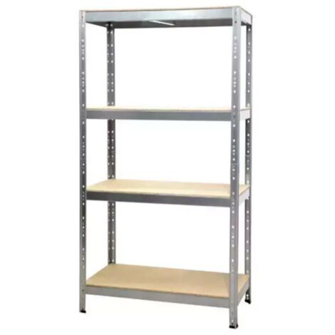 scaffale 4 ripiani in metallo e legno grima "joker" grigio portata 300 kg 120x60x180 cm