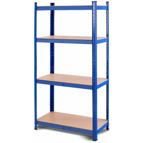 Scaffale 4 ripiani in metallo per magazzino garage capannoni uffici 40x80x160cm Carico 520kg Blu