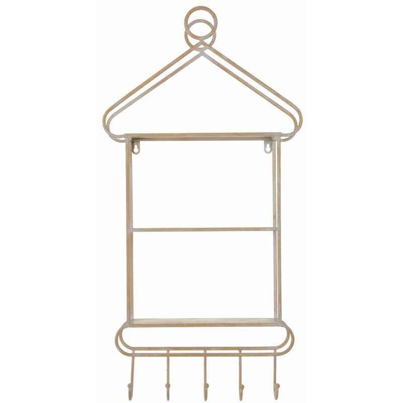 Scaffale 43 x 13 x 84 cm Naturale Metallo Bianco