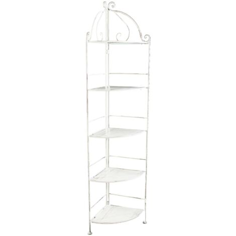 Scaffale 5 piani ad angoli in acciaio bianco antico Angela