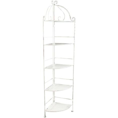 Scaffale 5 piani ad angoli in acciaio bianco antico Angela