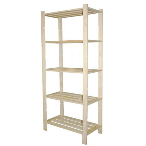 Scaffale 5 ripiani a doghe 75x40x170 cm in Legno di Pino Naturale