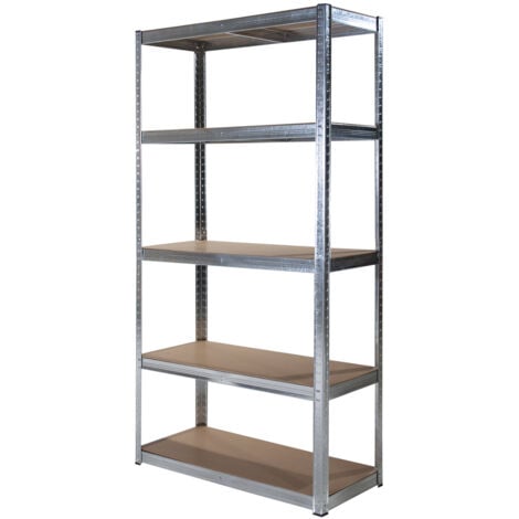 BIGMAT SCAFFALE 5 RIPIANI IN METALLO CON RIPIANI IN MDF RIMOVIBILI ZINCATO 90X40X180CM