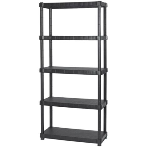 IDROWEB scaffale 5 ripiani in polipropilene "urano" nero portata 300 kg 90x40x188 cm