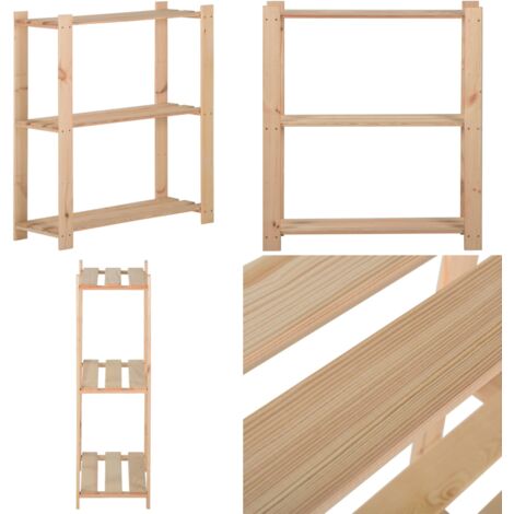 Scaffale a 3 Livelli 80x28,5x90 cm in Legno Massello di Pino - Scaffale in legno - Scaffale per cucina