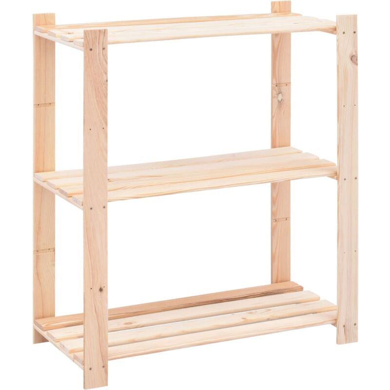 Scaffale a 3 Livelli 80x38x90 cm in Massello di Pino 150 kg Mensola angolare in legno naturale di pino, 3 dimensioni