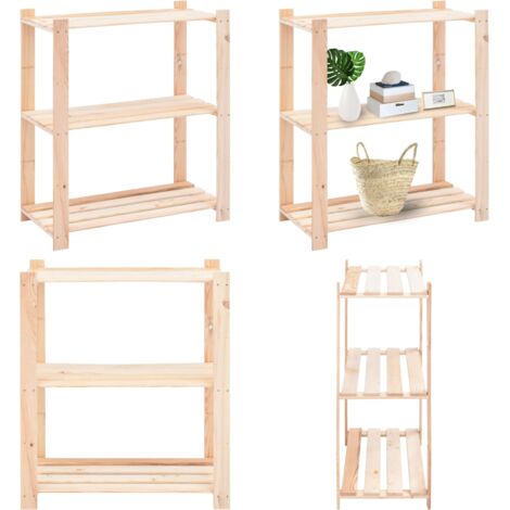 Scaffale a 3 Livelli 80x38x90 cm in Massello di Pino 150 kg - Scaffale a 3 livelli - Scaffale per casa