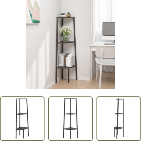 Scaffale a 3 Livelli - Scaffale Angolare a 3 Livelli Nero 45,5x31,5x120 cm