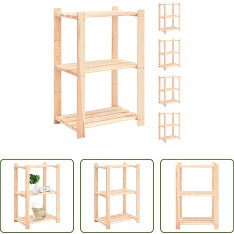 Scaffale a 3 livelli -  Scaffali a 3 Livelli 5 pz 60x38x90 cm in Massello Pino 150 kg