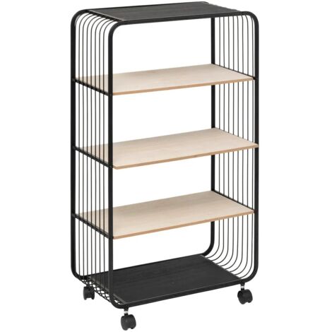 Scaffale a 4 livelli in metallo e legno nero - 5five