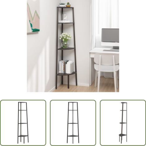 Scaffale a 4 livelli - Scaffale Angolare a 4 Livelli Nero 45,5x31,5x150 cm