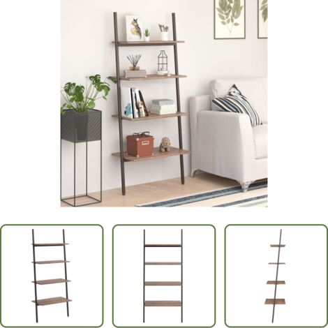 Scaffale a 4 livelli - Scaffale Pendente 4 Livelli Marrone Scuro e Nero 64x34x150,5cm