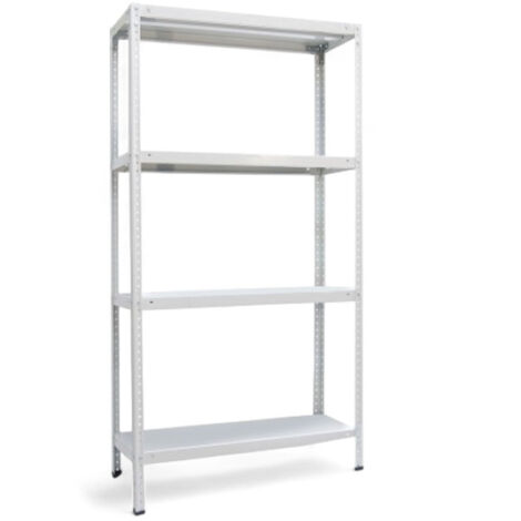 Scaffale a 4 ripiani in acciaio verniciato bianco 80x30x151 cm sistema modulare di montaggio resistente e sicuro