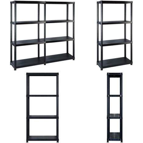 Scaffale a 4 Ripiani Nero 122x30,5x130 cm in Plastica - Scaffale per libri - Scaffale per piante