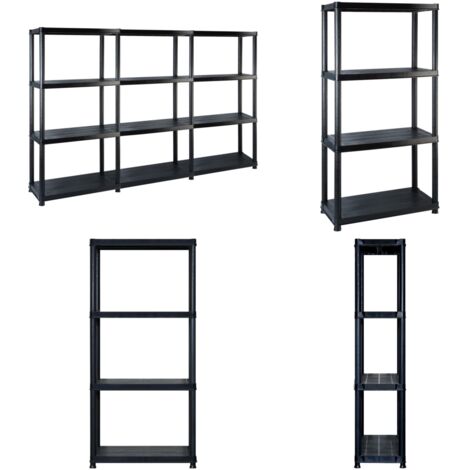 Scaffale a 4 Ripiani Nero 183x30,5x130 cm in Plastica - Scaffale per libri - Scaffale per piante