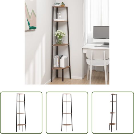 Scaffale a 4 ripiani - Scaffale angolare a 4 ripiani marrone scuro e nero 45,5x31,5x150 cm
