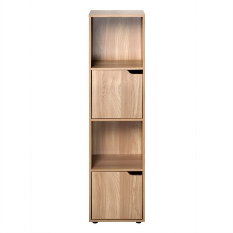 Scaffale a 4 scomparti decorazione legno 2 ante - Modu