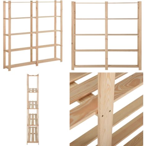 Scaffale a 5 Livelli 170x28,5x170 cm in Legno Massello di Pino - Scaffale in legno - Scaffale per cucina
