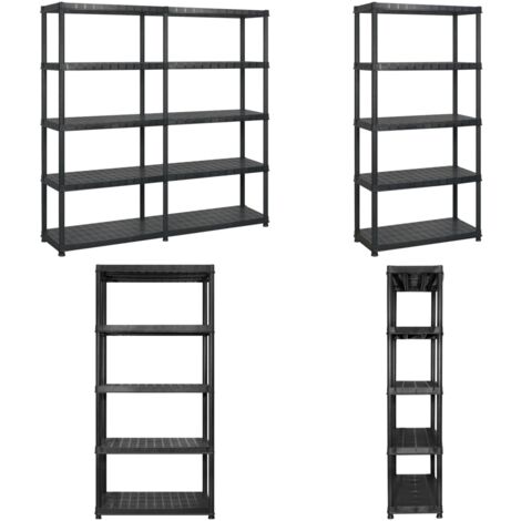 Scaffale a 5 Ripiani Nero 183x45,7x185 cm in Plastica - Scaffale per libri - Scaffale per piante