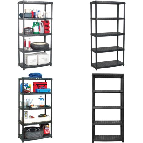 Scaffale a 5 Ripiani Nero 85x40x185 cm in Plastica - Scaffale per libri - Scaffale per piante