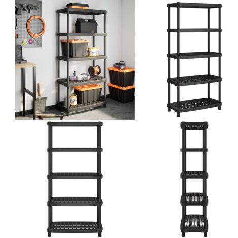 Scaffale a 5 Ripiani Nero 93,5x45,5x194,5 cm in PP - Scaffale in polipropilene - Scaffale per casa
