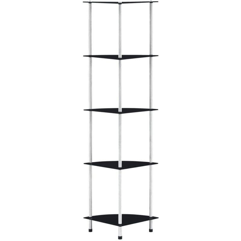 Libreria, Scaffale Portaoggetti a 5 Livelli Nero 30x30x130 cm in Vetro Temperato Vidaxl 4224