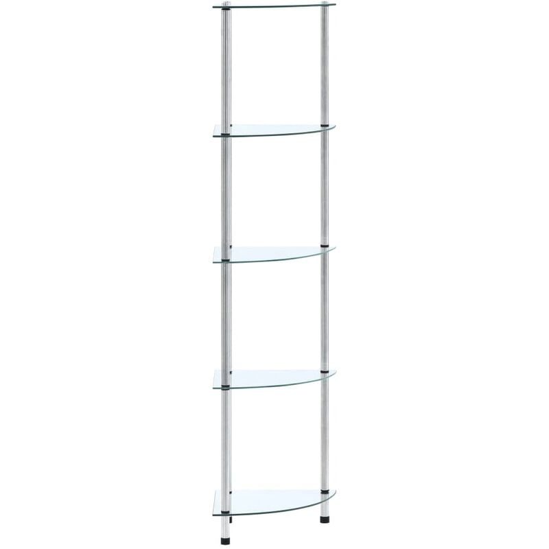 Libreria, Scaffale Portaoggetti a 5 Livelli Trasparente 30x30x130cm in Vetro Temperato vidaXL 9697