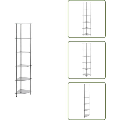 Scaffale a 6 Livelli Trasparente 30x30x160 cm Vetro Temperato