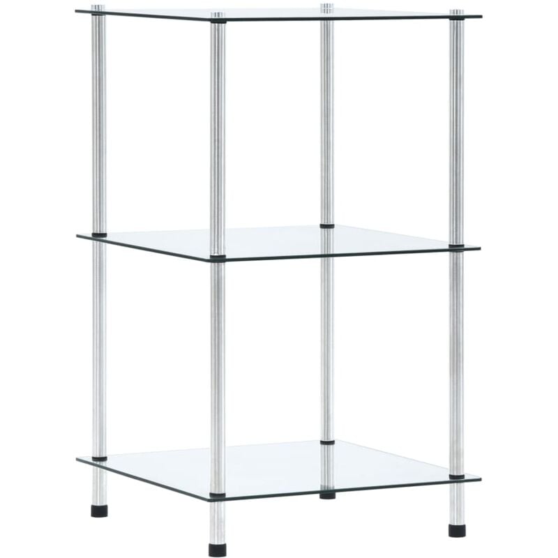 Libreria, Scaffale Portaoggetti a 3 Livelli Trasparente 40x40x67cm in Vetro Temperato Vidaxl 5681