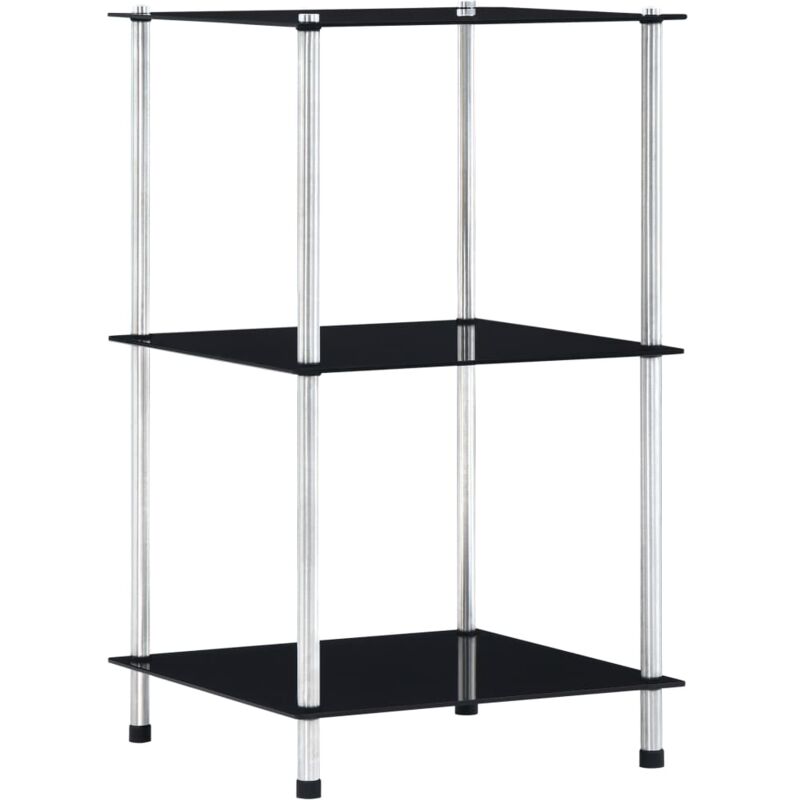 Libreria, Scaffale Portaoggetti a 3 Livelli Nero 40x40x67 cm in Vetro Temperato Vidaxl 2164