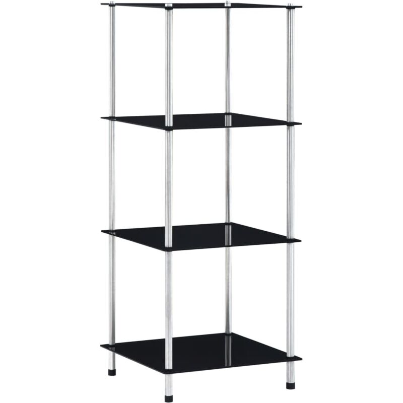 Libreria, Scaffale Portaoggetti a 4 Livelli Nero 40x40x100 cm in Vetro Temperato Vidaxl 4855